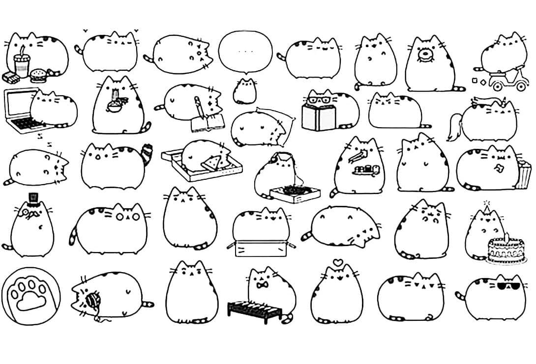 Pusheen ilmainen tulostettava väritys Värityskuva