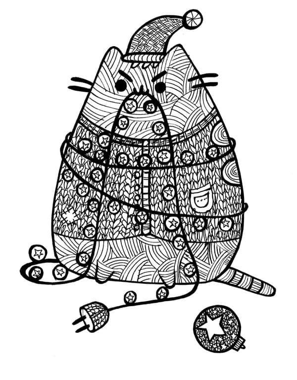 Pusheen Mandala aikuisille Värityskuva