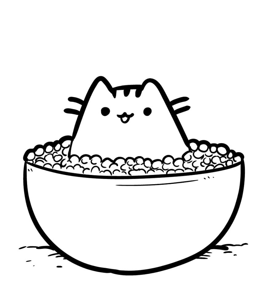 Pusheen popcornilla Värityskuva