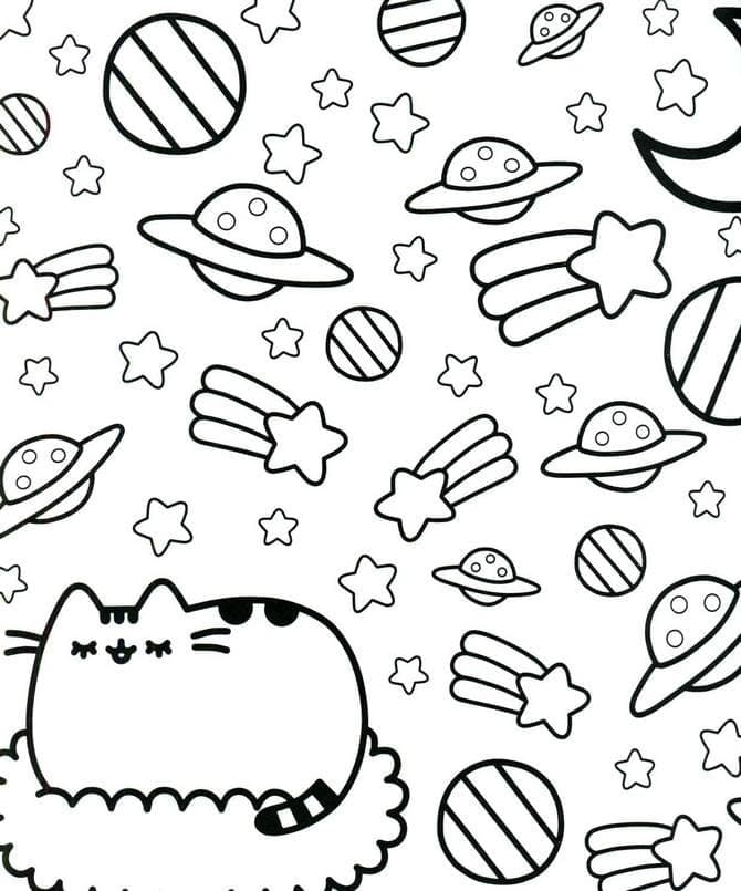 Pusheen tilaan Värityskuva