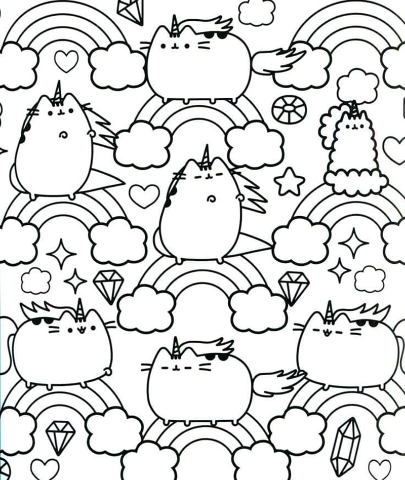 Pusheen yksisarvisen muodossa Värityskuva