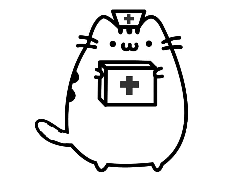 Sairaanhoitaja Pusheen Värityskuva