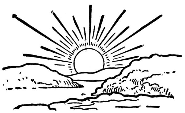 Auringonnousu näyttää aina kauniilta Värityskuva