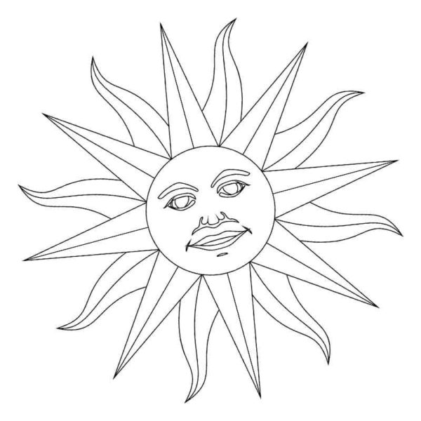 Aurinko kehysti kultaisen reunuksen. Värityskuva