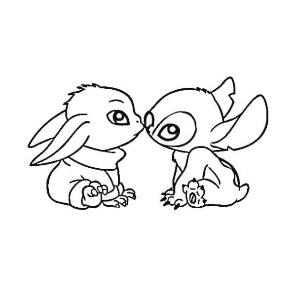 Baby Yoda ja Stitch Värityskuva