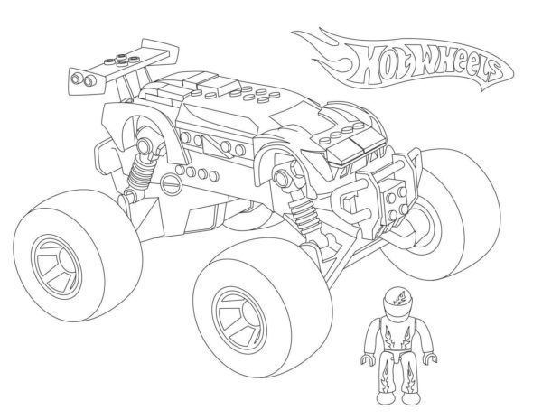 Hot Wheels -auto Lego-tyyliin Värityskuva