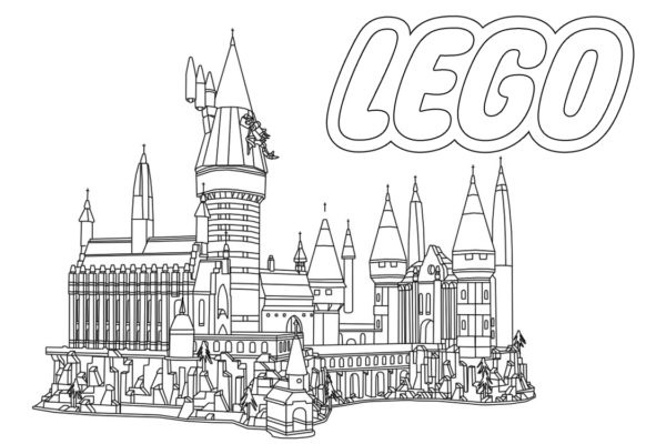 Yksityiskohtainen Lego Tylypahkan värityssivu Värityskuva