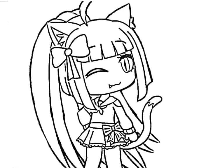Anime Tyttö Gacha Elämä Värityskuva