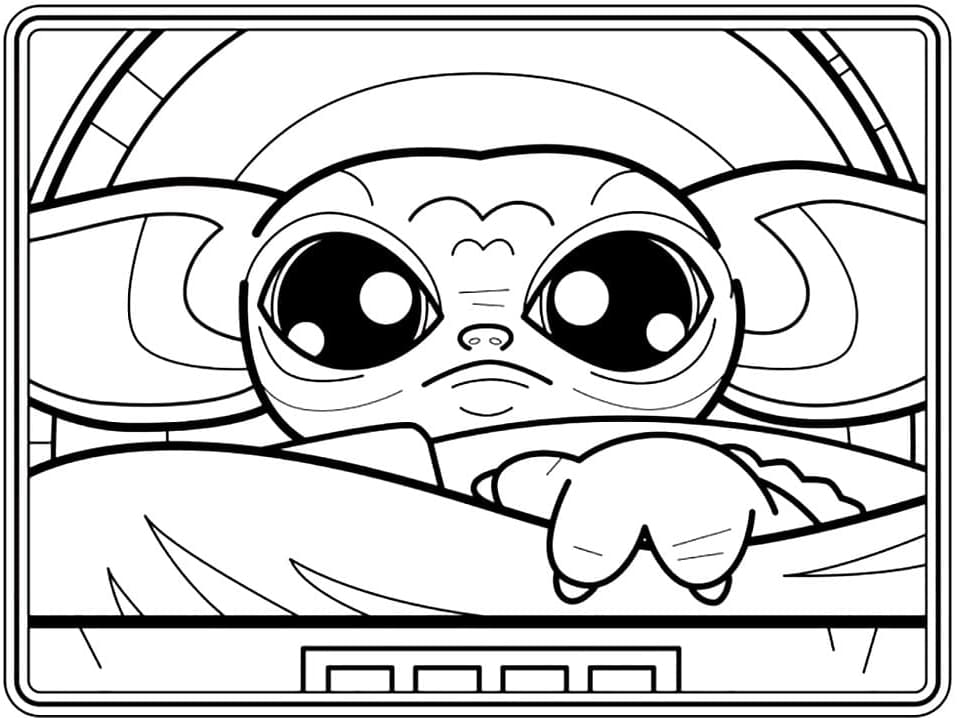Baby Yoda ilmainen tulostettava Värityskuva