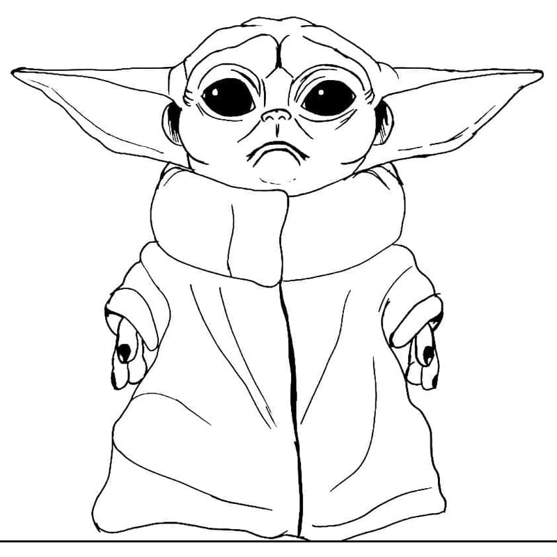 Baby Yoda piirustus Värityskuva