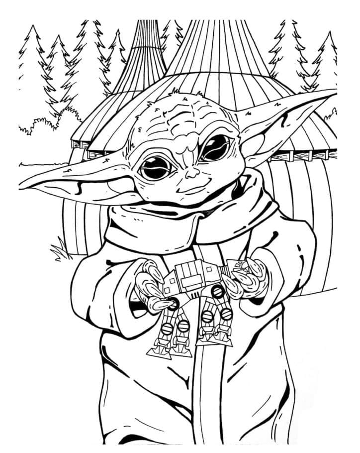 Baby Yoda tulostettava Värityskuva