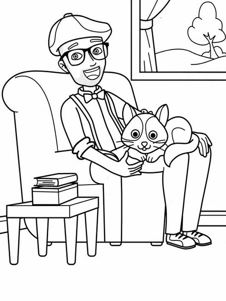 Blippi ja kissa Värityskuva