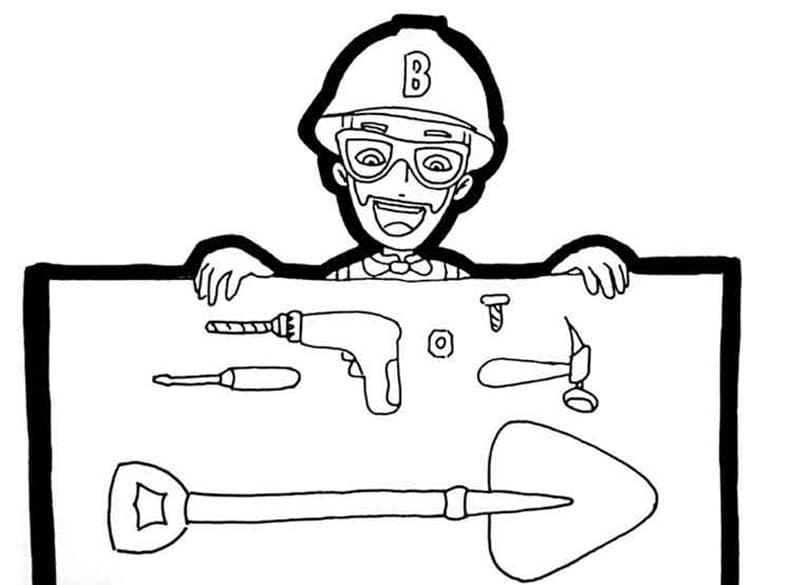 Blippi ja työkalut Värityskuva