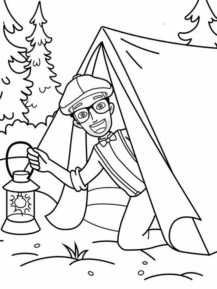 Blippi Telttailu Värityskuva