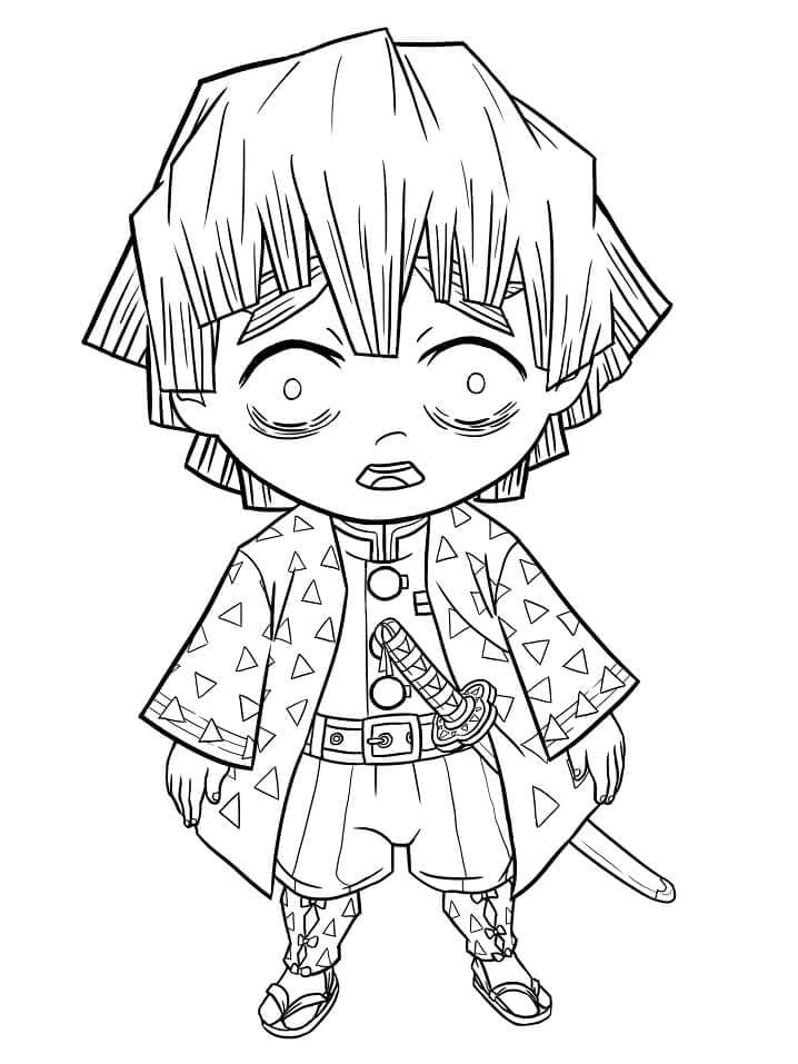Chibi Zenitsu Värityskuva