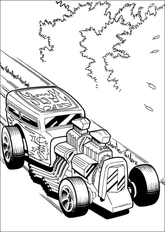 Hot Wheels Tehokas auto Värityskuva
