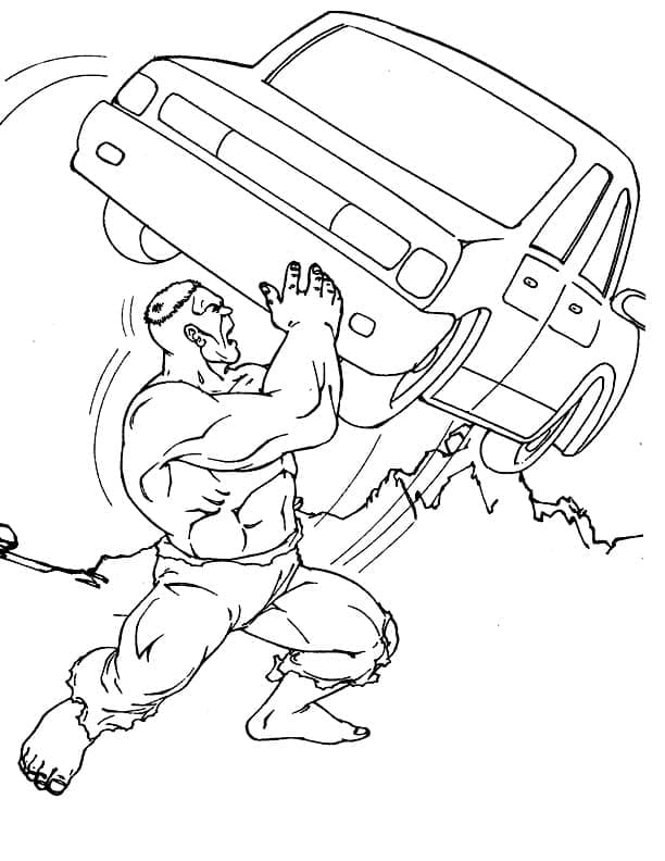 Hulkin Pitävä Auto Värityskuva