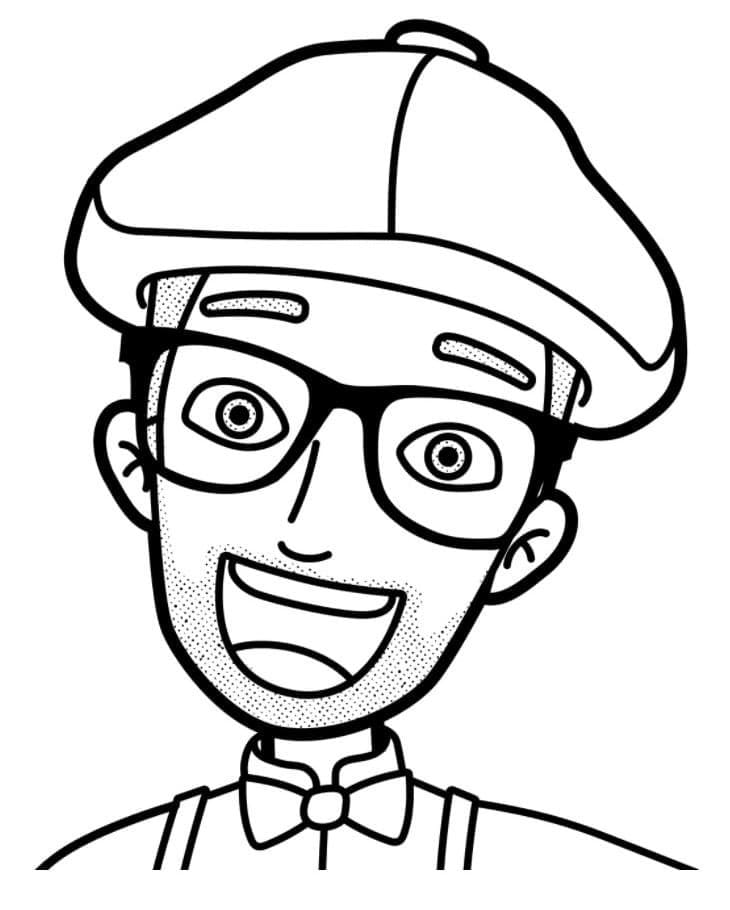 Hymyilevä Blippi Värityskuva