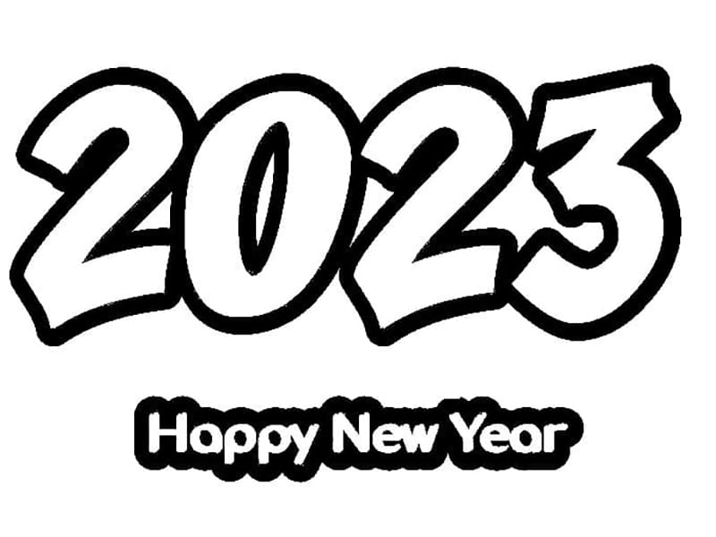 Hyvää uutta vuotta 2023 - arkki 9 Värityskuva