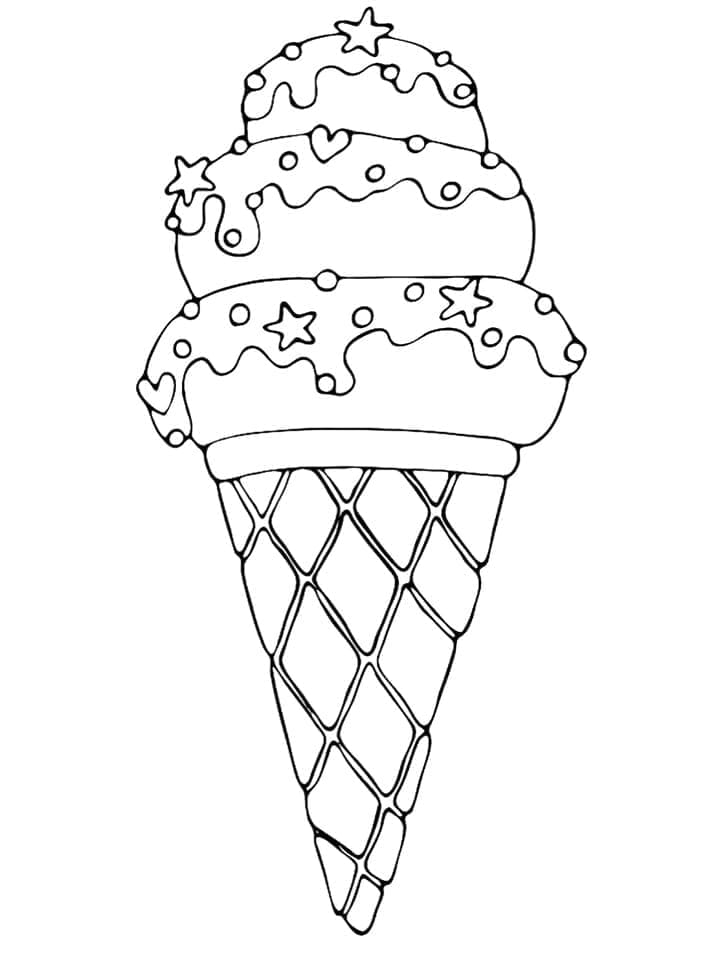 Jäätelö Cone tulostettava Värityskuva