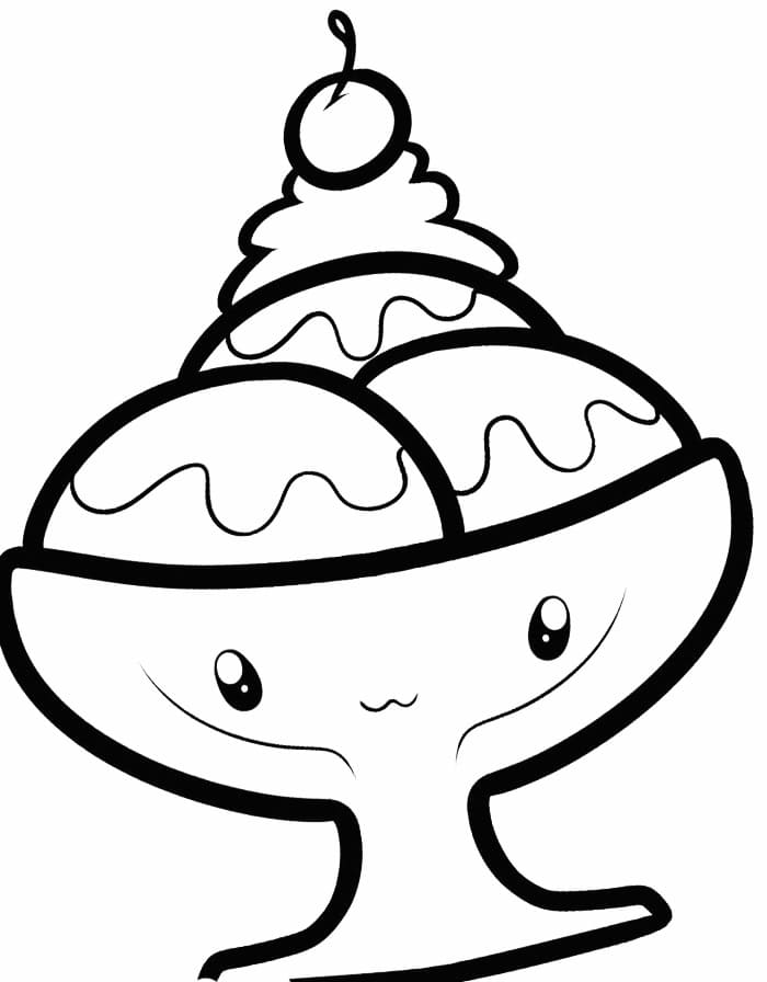 Kawaii-jäätelö Värityskuva