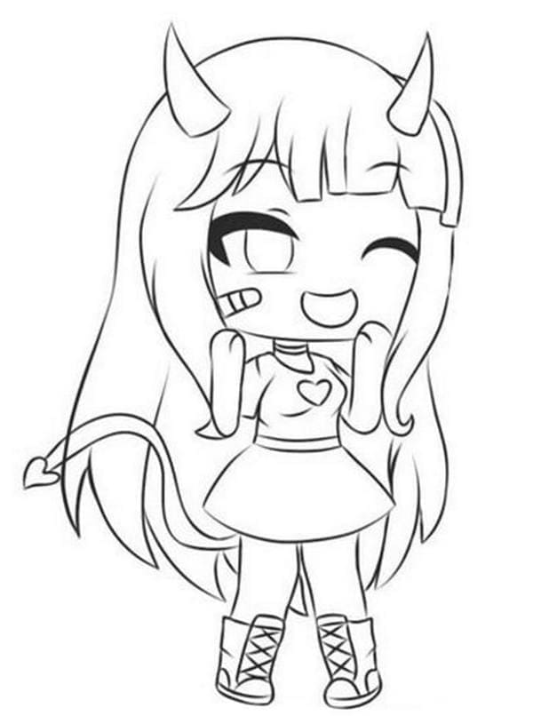 kawaii tyttö Gacha Life Värityskuva