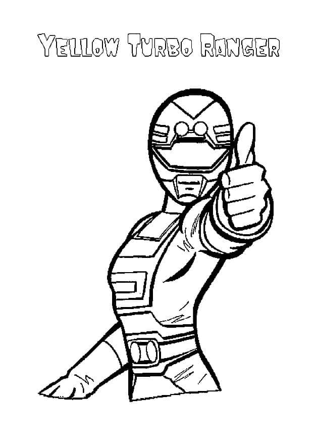 Keltainen Power Rangers Turbo Värityskuva