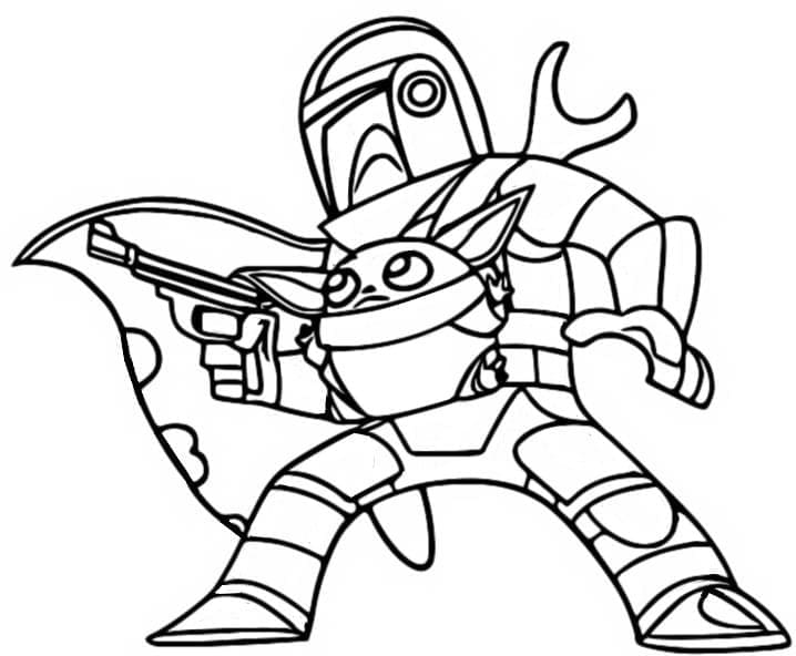 Mandalorian ja Baby Yoda Värityskuva