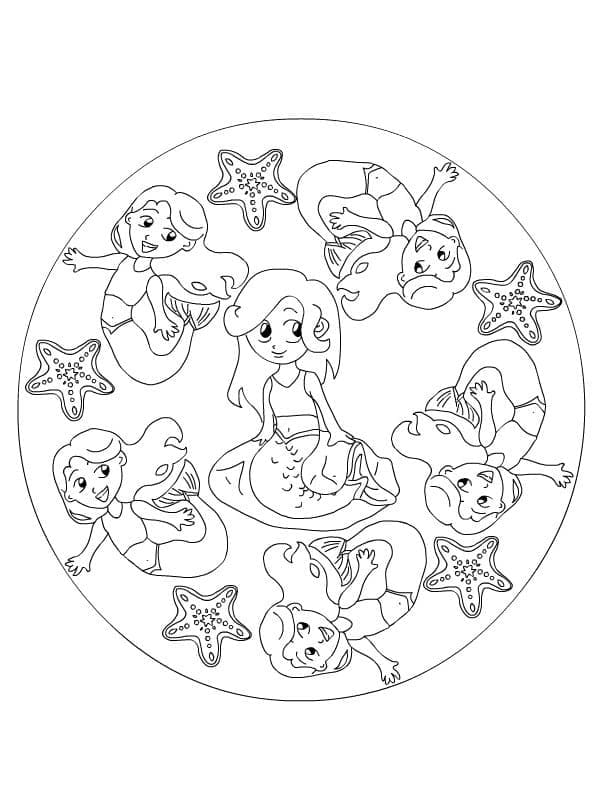 Merenneito mandala Värityskuva
