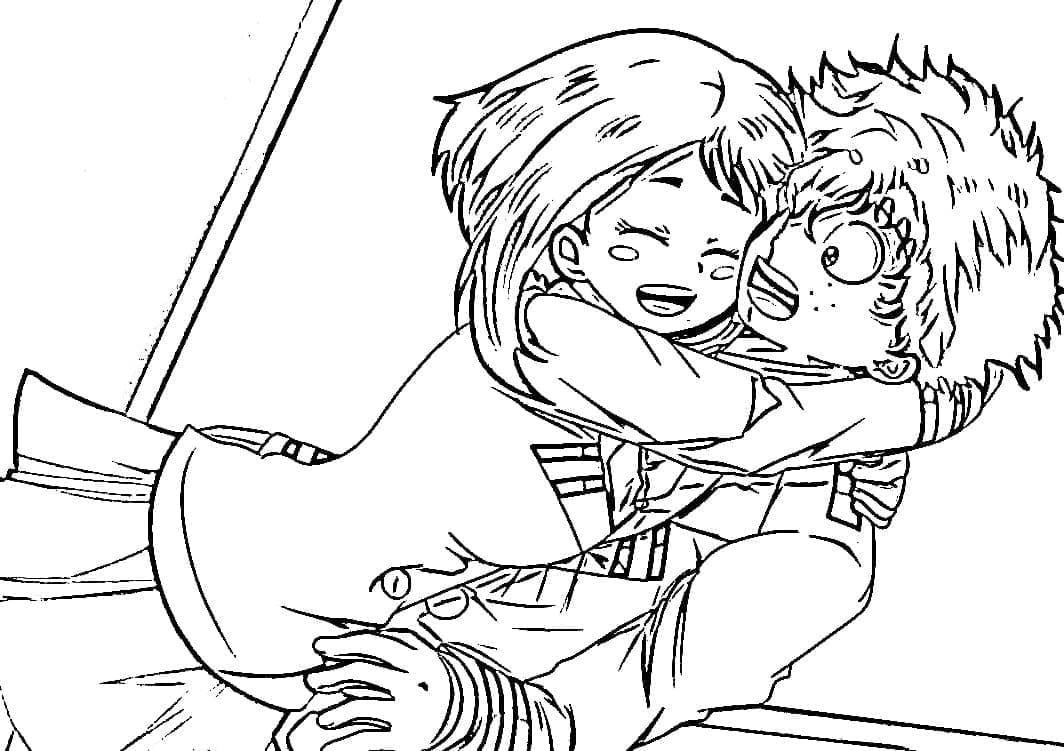Midoriya ja Uraraka Värityskuva