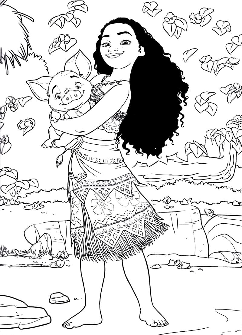 Moana ja Pua Värityskuva