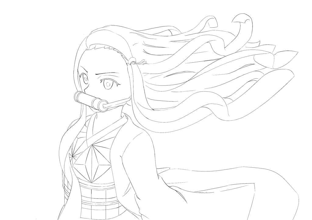 Nezuko Demon Slayerissä Värityskuva