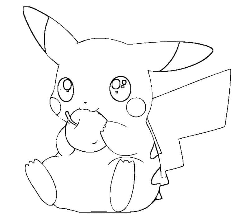 Pikachu Applen kanssa Värityskuva