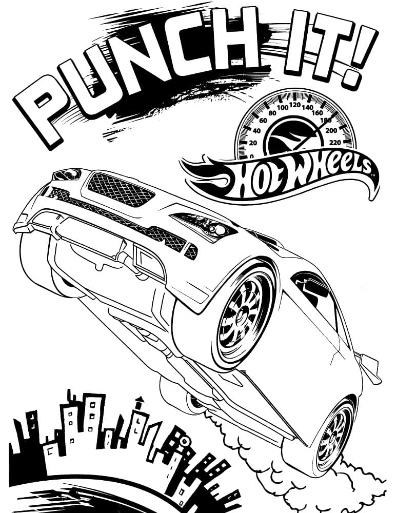 Punch It Hot Wheels Värityskuva