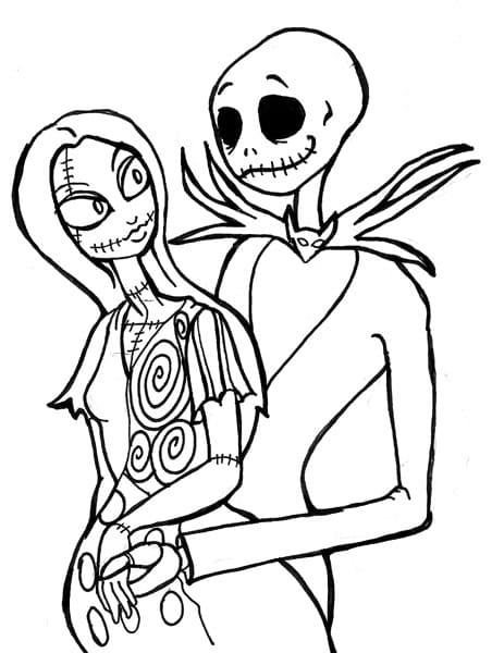 Sally ja Jack Skellington Värityskuva