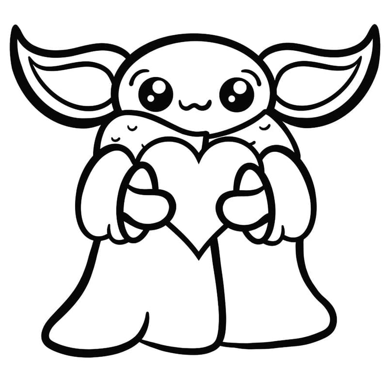 Söpö Baby Yoda Tulostettava Värityskuva