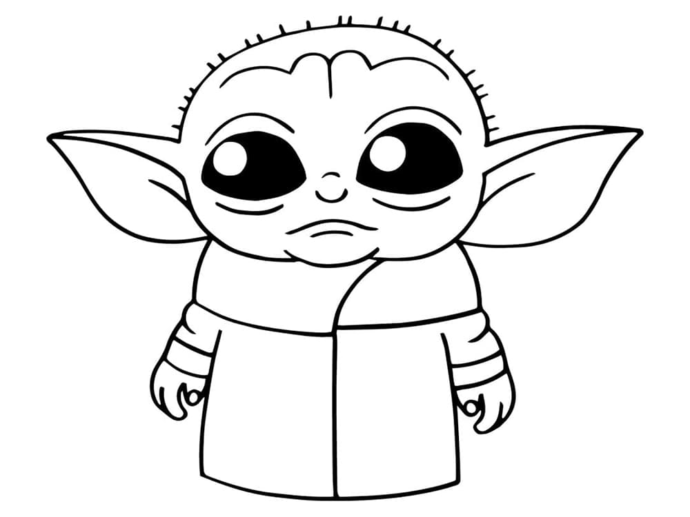 Surullinen Baby Yoda Tulostettava Värityskuva