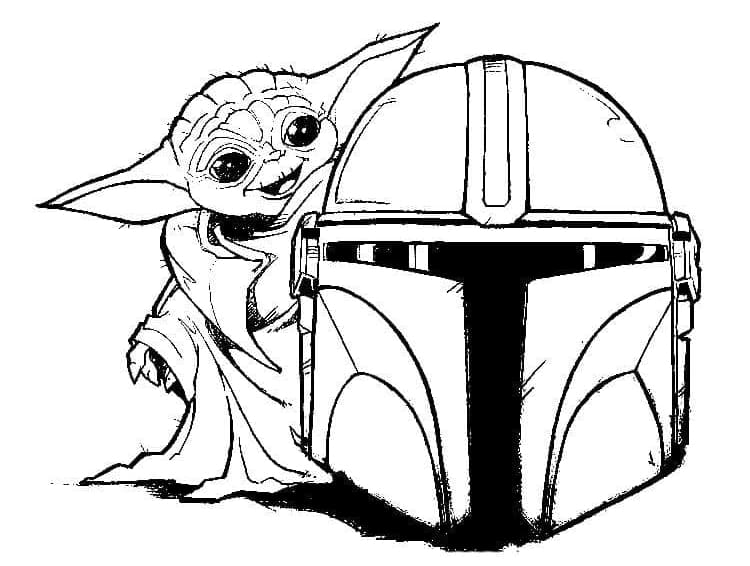Tulostettava Baby Yoda ilmaiseksi Värityskuva