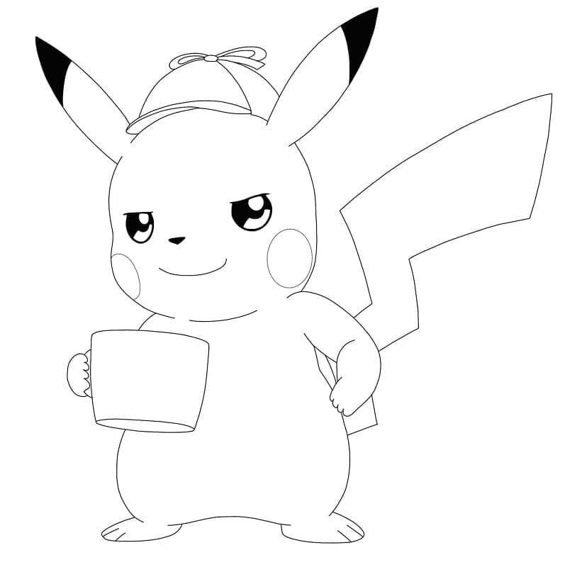 Tulostettava etsivä Pikachu Värityskuva
