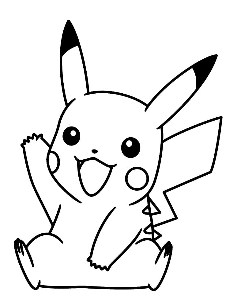 Tulostettava iloinen Pikachu Värityskuva