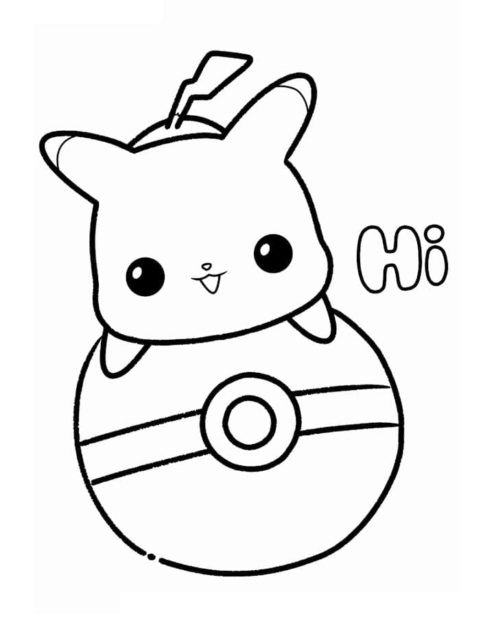 Tulostettava pieni Pikachu Värityskuva