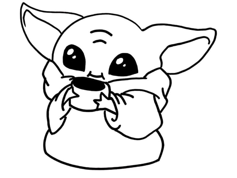 Tulostettava söpö vauva Yoda Värityskuva