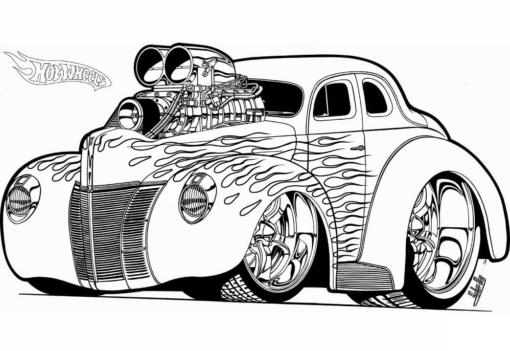 Tulostettavat Hot Wheels Värityskuva