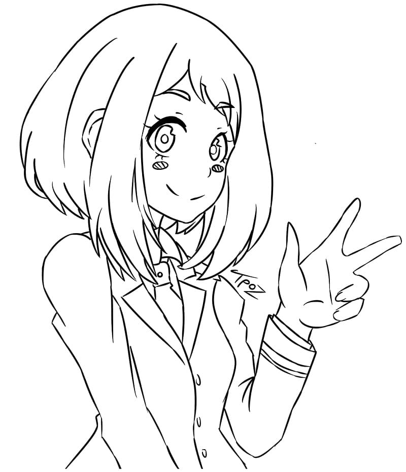 Uraraka Ochako Värityskuva
