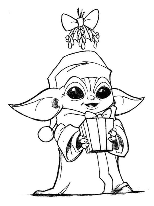 Vauva Yoda ja lahja Värityskuva