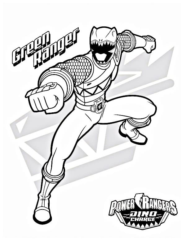 Vihreät Power Rangerit Värityskuva