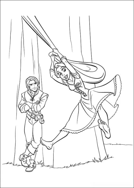 Flynn ja Rapunzel Värityskuva