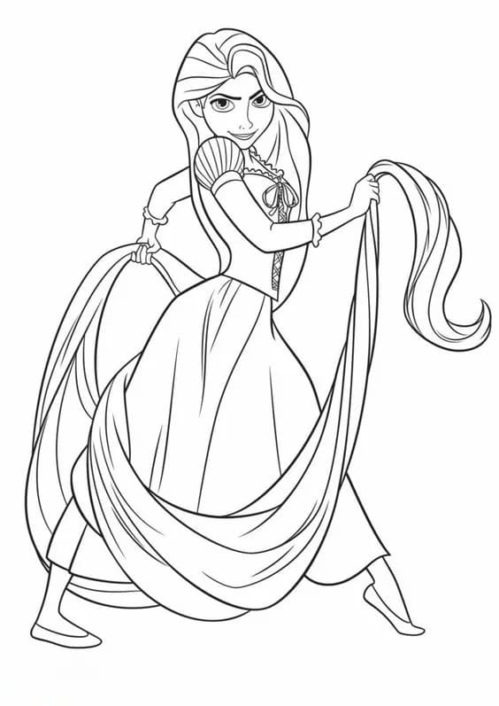 Hämmästyttävä Rapunzel Värityskuva