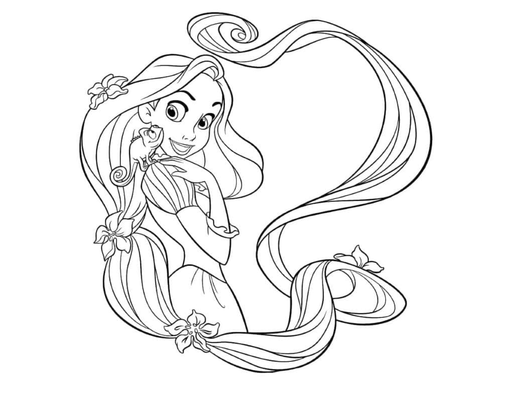 Ihana prinsessa Rapunzel Värityskuva