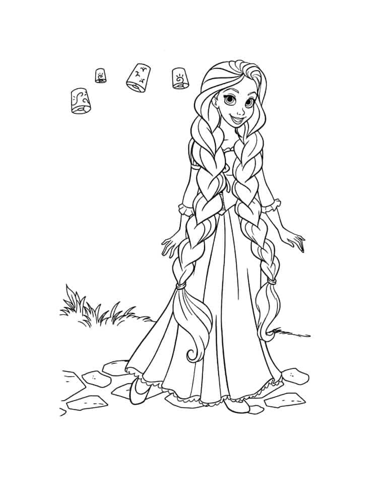 Kaunis Princess Rapunzel tulostettava Värityskuva